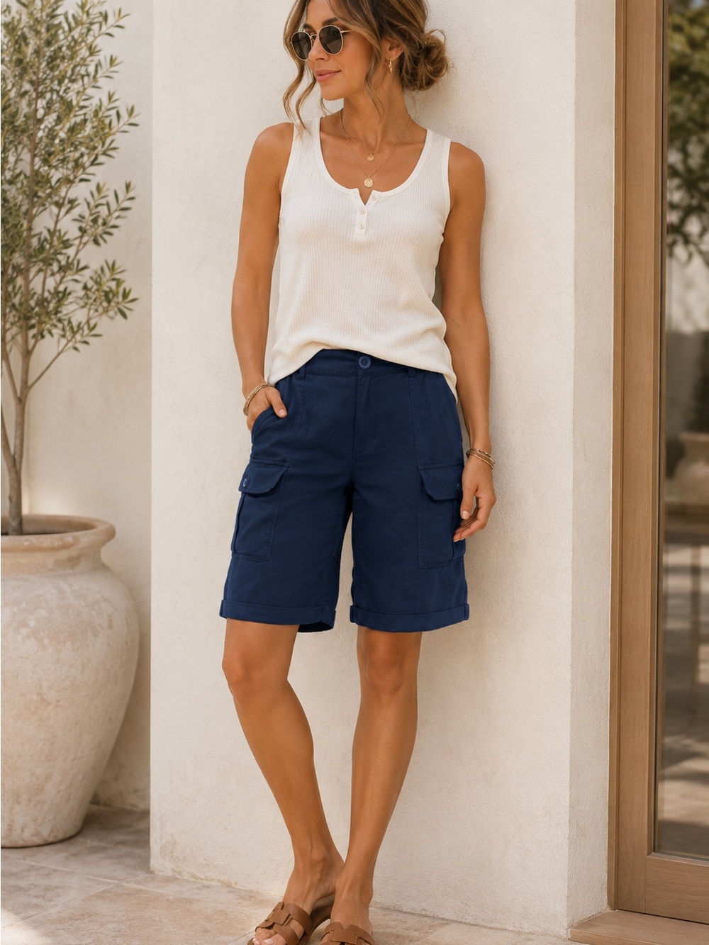 Soft Surrounding Pali Navy Blue Cargo Utility Flowy Pants